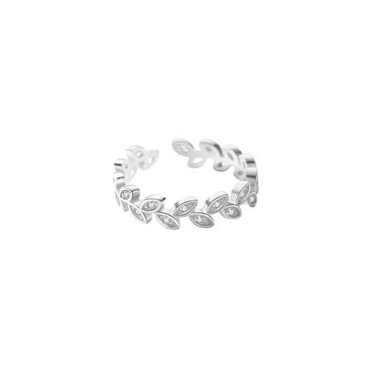 Anillo  hojas plata 925