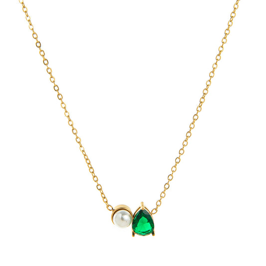 Collar verde perla circonia 🟢