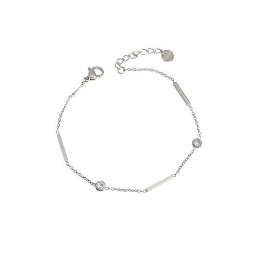 Pulsera plateada barrita