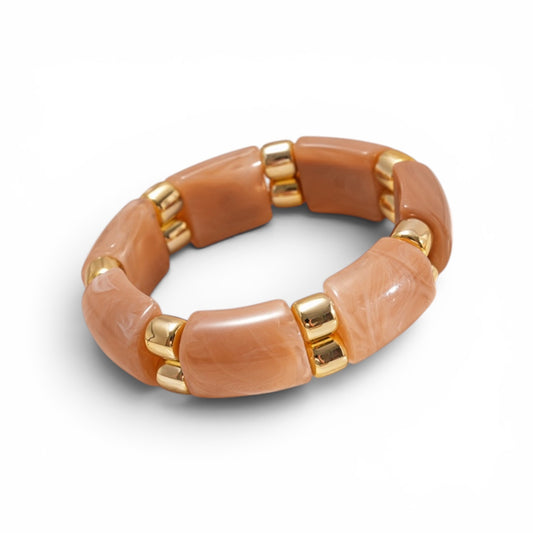 Brazalete elástico acrílico beige 🍰